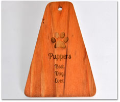 An engraved Arias wooden chime sail.